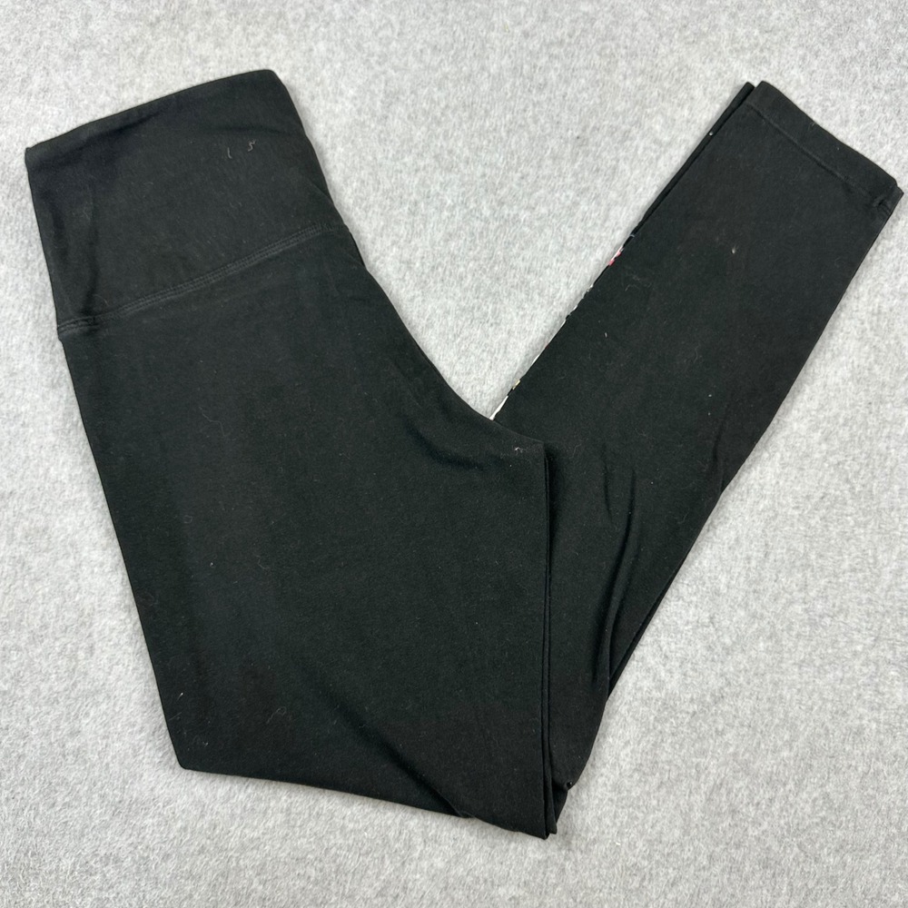 PINK Victoria's Secret Black Floral Logo High Waisted Leggings Large - Picture 3 of 7